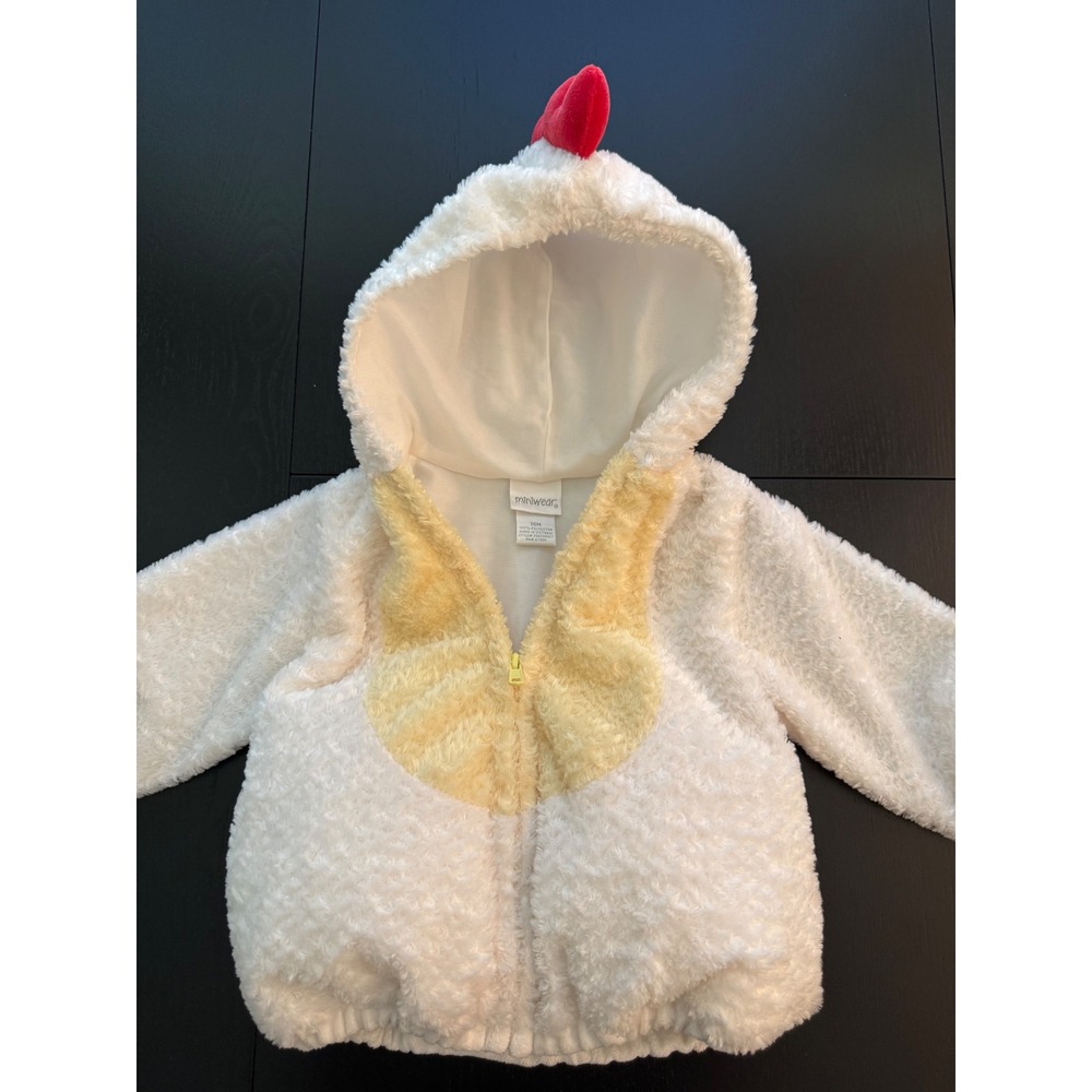 Miniwear Baby Chicken Costume Size 18 Months White Warm Plush Full Zip-Up Jacket